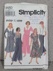 Simplicity 8480 Women’s Pattern Pull On Pants Skirt & Sailor Top Size 10-16 Vtg