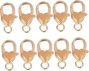 SEWACC 10pcs Heart-Shaped Lobster Clasps Antique Golden Jewelry Clasp for Accessories for Bags Necklaces and Bracelets Versatile Lightweight Key Accessories