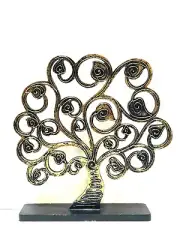 Tree of Life Wood Carving Gold Wood Free Stand Plaque Art 12” Zenda Imports