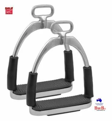BWB Stirrups Iron Steel Flexible Safety Horse Riding Equestrian Treads