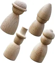 SEWACC Unfinished Wooden Peg People Boys and Set Hand-Painted Wooden Dolls for Home Decor and Creative Fun