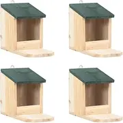 Squirrel Houses 4 pcs Firwood - Durable Outdoor Squirrel Feeder with Hinged Roof, 12x23x17.5 cm, Easy Installation, Includes Back Hanger - Perfect for Patio & Garden Use - Wildlife Friendly