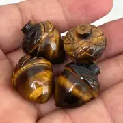 4PCS Natural Tiger's eye stone Quartz Carved Pine Nut Skull Crystal Healing