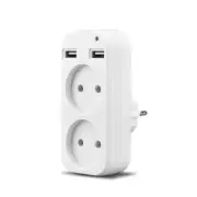 Power Strip Adapter Wall Double Socket Portable 2 USB Port 1200W 250V
