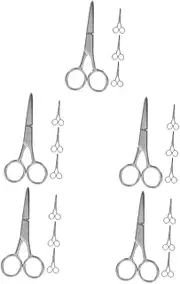 VICASKY 5sets Rounded Tip Stainless Steel Beauty Scissors for Eyebrow Beard Eyelash Trimming Ergonomic Handle for Precise Control Safe Grooming Tools for Home Travel 4pcs*5
