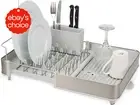 Steel Expandable Dish Drying Rack Removable Cutlery Holder Swivel Drain Spout St
