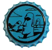 100 Blue Heads Home Brew Beer Bottle Crown Caps Easter Island Tiki Bar Decor
