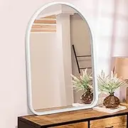 White Arched Mirror for Bathroom Vanity Mirror or Wall Decor Arch Mirror Wood Frame Wall Mounted Mirror for Bathroom LivingRoom Bedroom Entryway 10"×14"