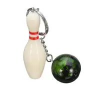 4Pcs Gadgets Keychain Mini Bowling Pin and Ball Keychain Key Ring Keyfob