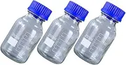 3Pcs Glass Reagent Bottles Transparent Wide Mouth Sealing Chemical Sample Containers for Lab Use Medicine and Storage