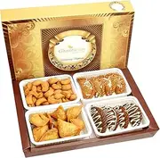 Ghasitaram Gifts Jaiccha Holi Sweets-Ghasitaram's Big Box Of Gujiya, Chocolate Gujiya, Mini Namkeen Gujiyas and Farsan Samosas