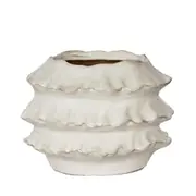 Belle Frilly Ceramic Planter Indoor Plant Container/Holder Large 20.5cm White