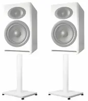 Pair 29” Steel White Stands For Audioengine A5+ Bookshelf Speakers