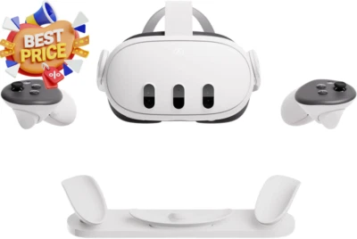 3 512GB White VR Headset Starter Bundle Charging Dock Wireless Fitness Gaming