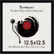Fun Memories Vinyl Record Frame for the Wall Display 12.5x12.5-1p, Black