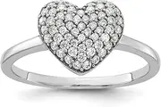 [JewelryWeb] 925 Sterling Silver Rhodium Plated Pave CZ Simulated Diamond Love Heart Ring Statement-Ring for Women