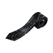 Mens Black & White Spider Web 5Cm Skinny Neck Tie