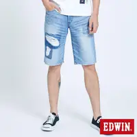 在飛比找momo購物網優惠-【EDWIN】男裝 破壞五袋牛仔短褲(石洗藍)