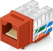 Everest 90° Angled Cat6 Keystone Jack in Orange - Slim Profile RJ45 Ethernet Connector - Compatible with 90° Angled Speed Termination Tool - easyJACK (B094WB91H3) - 10-Pack