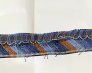 VL09 Upholstery Trim 2.5" Blue Brown Fringe 70% Rayon 30% Glass Price for 12 yds