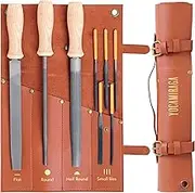 Metal File Set, 3Pcs of 8” Metal Files for Wood and Steel & 5Pcs Small Needle File Set for Precision Work, Files Tools with Synthetic Leather Roll-Up Pouch.