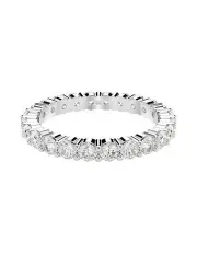 [Swarovski] Round Cut Silver Tone Finish Matrix Vittore Ring in White