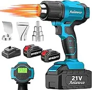 Aolawco Cordless Heat Gun with 2 x 21 V Batteries, Rechargeable Heat Gun for Makita with 3 Nozzles, Maximum 120 Degrees Fahrenheit (550 Degrees Celsius) for Welding, Bending Pipes
