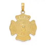 14k Yellow Gold Fire Department FD St. Florian Badge Pendant