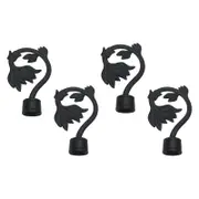 Curtain Finials Only, 4Pcs Black Drapery Rail Pole Head Cap Window Drapery Curtain Rod Decor Finials, for 22mm Diameter Rod Style A