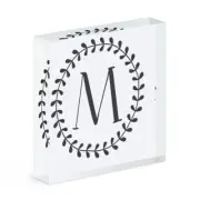Letter M Floral Wreath Alphabet Acrylic Photo Block Frame Flowers