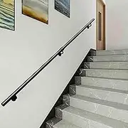 Hand Railings for Stairs, Non-Slip Stair Railings Support Rod, Black Wrought Iron Hand Rail Support Kit for Indoor Hospital Home Stair Banister Handrail(9ft/270cm)