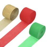 Crepe Paper Christmas Theme Paper Streamers - 1.8 Inch x 82 Feet / 3 Roll