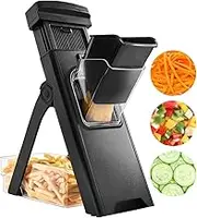 BASSWOOD Mandoline Slicer, Potato Slicer, Vegetable Food Slicer Chopper, French Fry Cutter, Professional 5 in 1 Chopping Artifact for Kitchen Chef Meal Prep