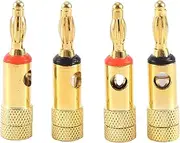 Suesacy Gold plated Banana Plugs 2 Red 2 Black 4mm 4 pcs LL68-4BP1