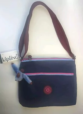 Kipling Annabelle Crossbody Bag Double Zip Nylon Mod Navy
