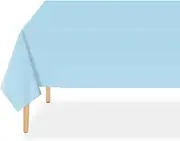 QIKSION Plastic Table Cloth Disposable 2 Pack, 54 x 108 Inch Tablecloths for Rectangle Tables, Light Blue Plastic Table Cover