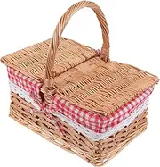 FONDOTIN 1 PC Portable Storage Basket with Lid Lightweight Straw Container for Outdoor Picnics Weddings and Home Organization Convenient Handle for Easy Carrying