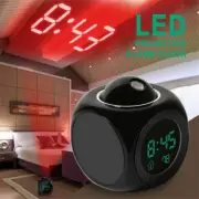 Alarm Clock LED Wall/Ceiling Projection LCD Digital Voice Talking Temperature