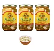 7 Farms Pickled Cajun Jalapeno Quail Eggs 3 Jars Net Wt. 16 Oz (454g)