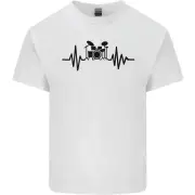 Drum Kit Pulse ECG Drummer Drumming drum Kids T-Shirt Childrens