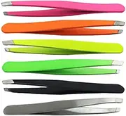 Stainless Steel Tweezers for Hair Eyebrow Plucker Puller Beauty Nail Slanted Tip (Black)