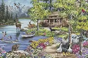 Cross Stitch Kit Luca-S Gold - Cabin by The Lake, B2410