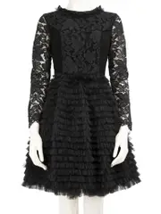Marc by Marc Jacobs Black Lace Long Sleeves Frill Dress