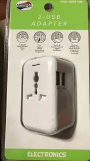 American Tourister Travel Adapter w/ 2 USB ports & 1 AC outlet NEW