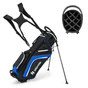 Costway Golf Stand Bag Portable Golf Cart Bag Travel Bag w/14 Full Length Dividers & Rain Hood Blue