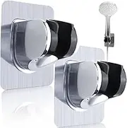 2 Pieces Removable Shower Head Holder Adjustable Handheld Shower Head Holder Strong Shower Head Holder Suction Punch-Free Drill Free Adhesive Suction Cup Shower Wand Shower Hose Holder