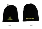 8" Black Gadsden Don't Tread On Me On Back Embroidered Beanie Cap Hat (RAM)