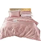Beddings Light Pink 140X210cm Duvet Cover Set High End Satin Polyester Soft poly