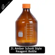 TECHNOS Amber BOROSILICATE 3.3 Glass Reagent Bottle 2L ORANGE GL45 Cap FREE SHIP