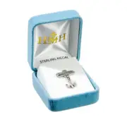 Sterling Silver Holy Spirit Dove Pendant Charm on Ornate Godchild Pin, 1 In
